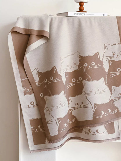 Cute Cat Pattern Knitted Scarf