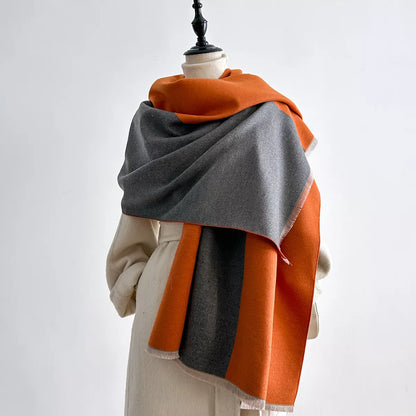 Two-Tone Raw Hem Scarf