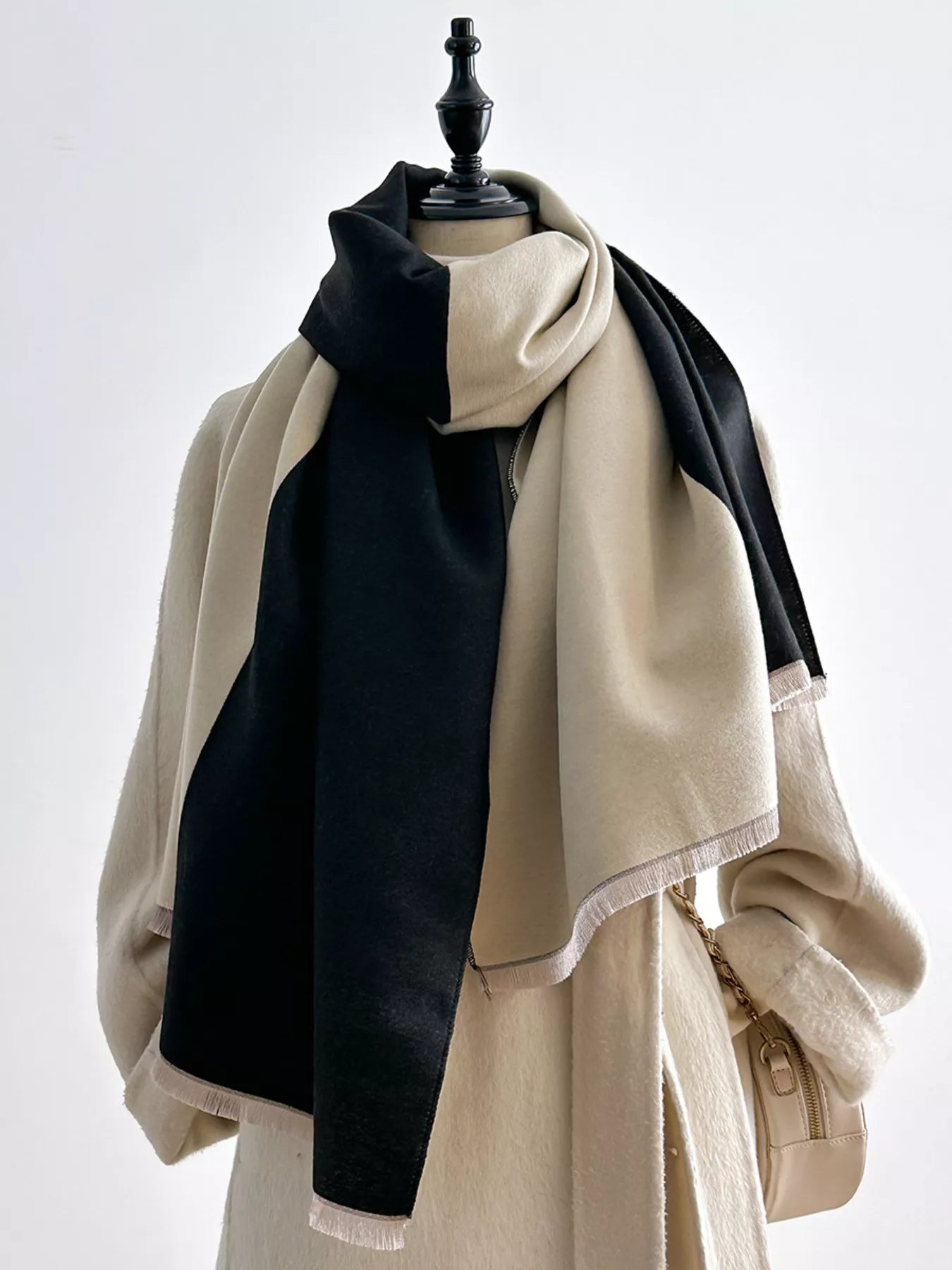 Two-Tone Raw Hem Scarf