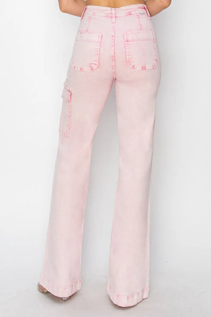 RISEN Full Size High Rise Cargo Pocket Jeans
