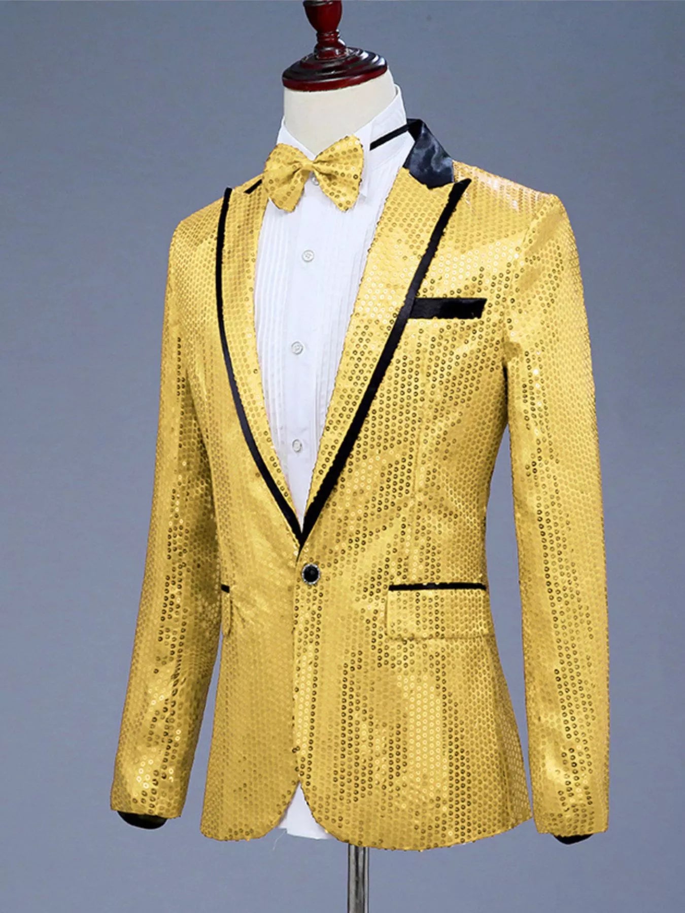 Men's Full Size Sequin One Button Long Sleeve Blazer Plus Size