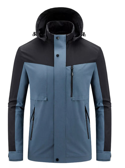 Men's Plus Size Two-Tone Hooded Outdoor Jacket