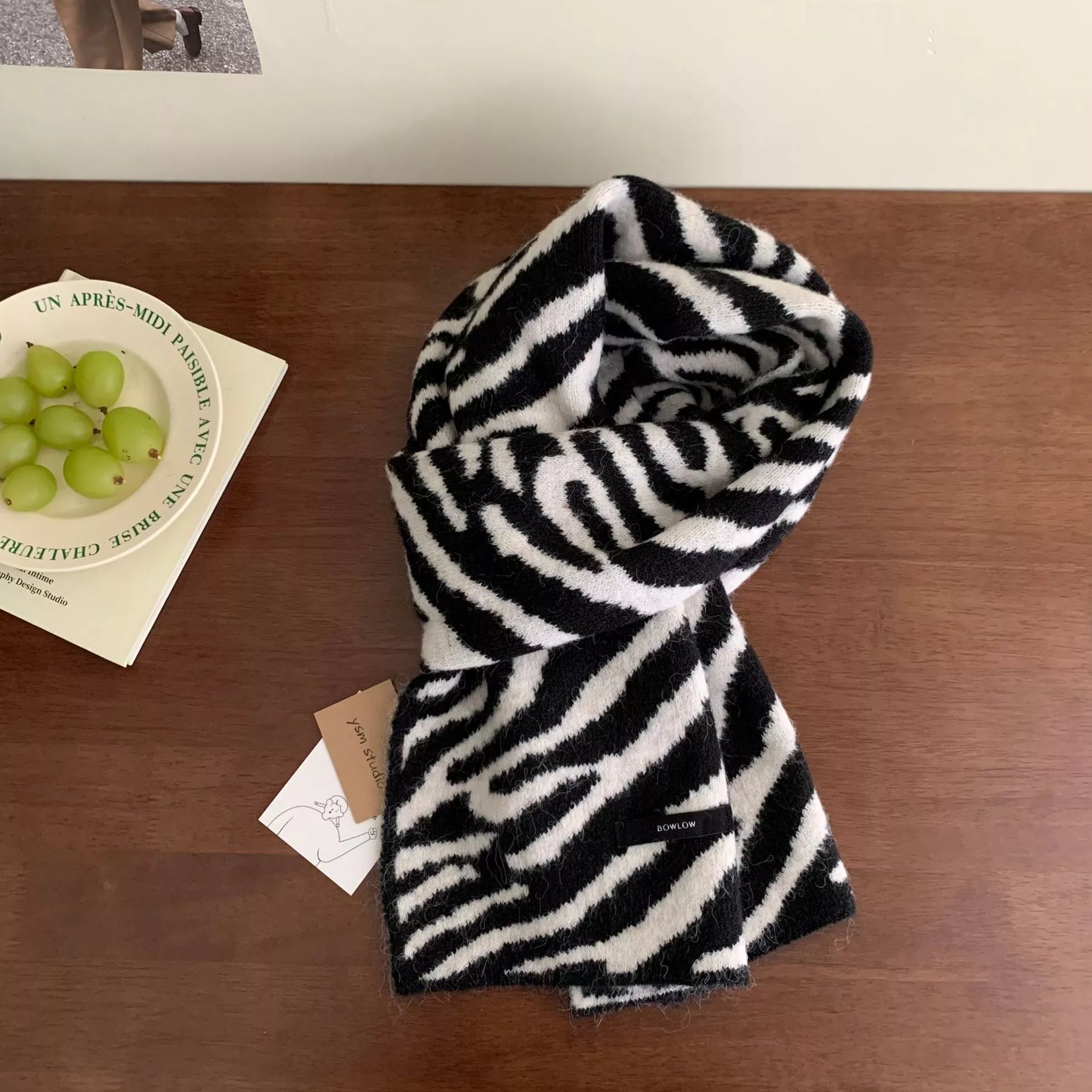 Animal Print Plush Winter Scarf