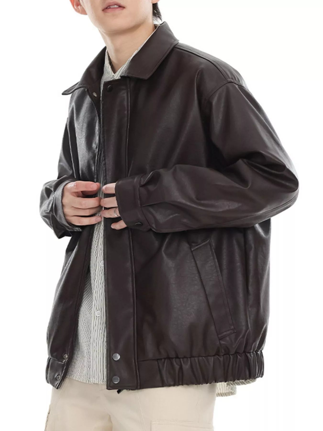 Men's Plus Size Classic Faux Leather Jacket