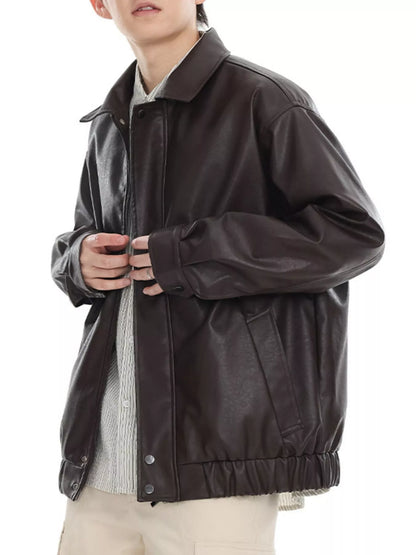 Men's Plus Size Classic Faux Leather Jacket