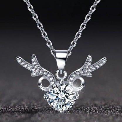 1 Carat Moissanite 925 Sterling Silver Antlers Necklace