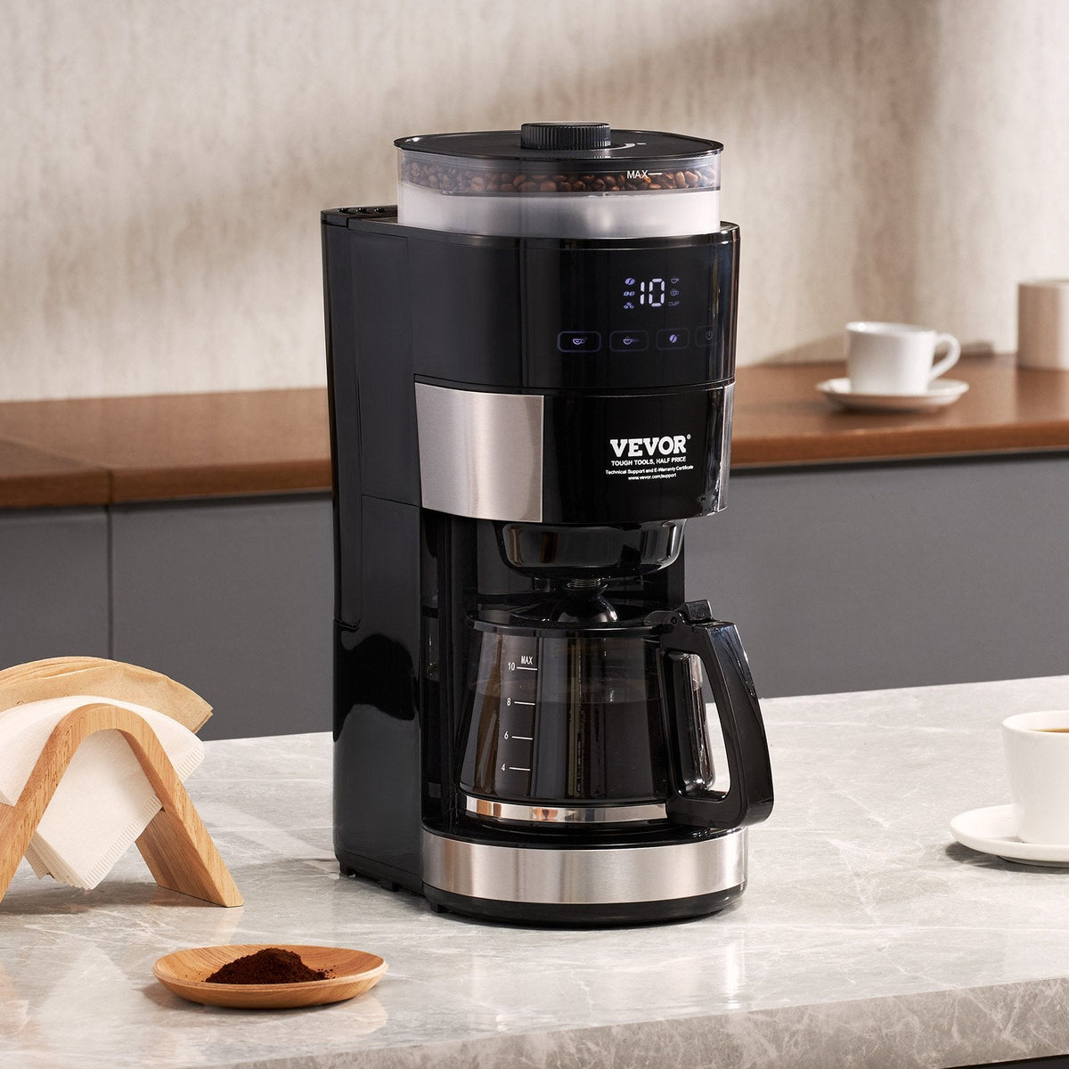 VEVOR 10-Cup Coffee Maker Drip Coffee Machine With 3 Brew Strength Control