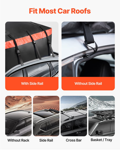 Car Rooftop Cargo Carrier Bag, 23 Cubic Feet Roof Cargo Carrier, Heavy Duty 840D PVC 100% Waterproof Car Roof Luggage Bag For All Vehicle With/without Rack- With Lock, Anti-Slip Mat, 6 Door Hook