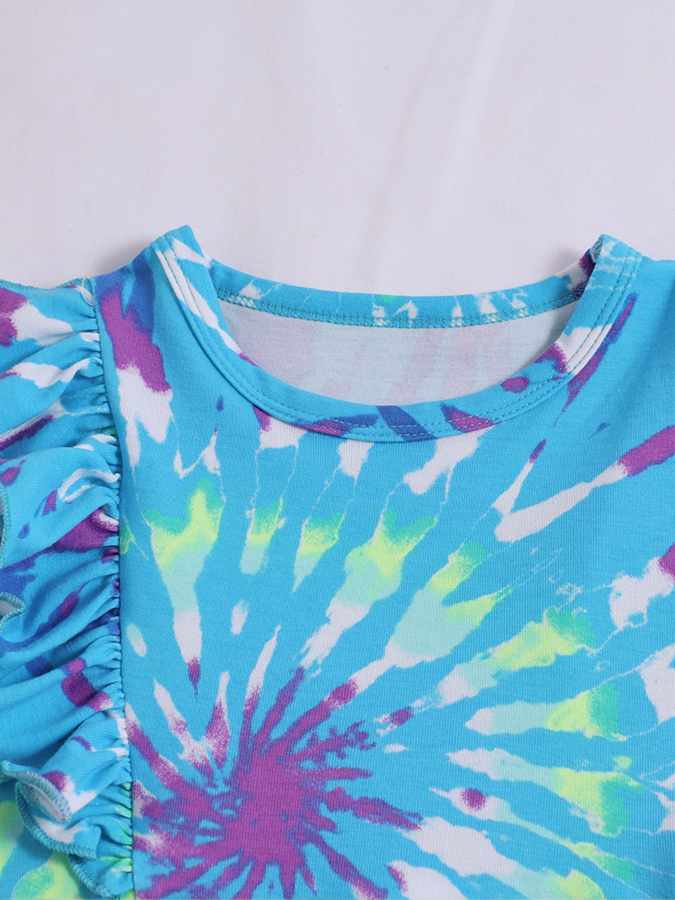 Children's Tie-Dye Ruffle Sleeve Dress