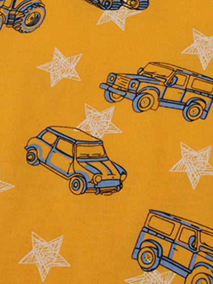 Children's Construction Vehicle Print Crew Neck Short Sleeve T-Shirt