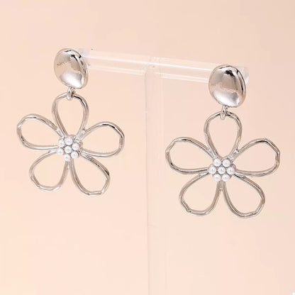 Alloy Flower Drop Earrings