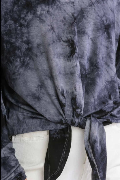 Umgee Full Size Tie Dye Lightweight Long Sleeve Top Plus Size