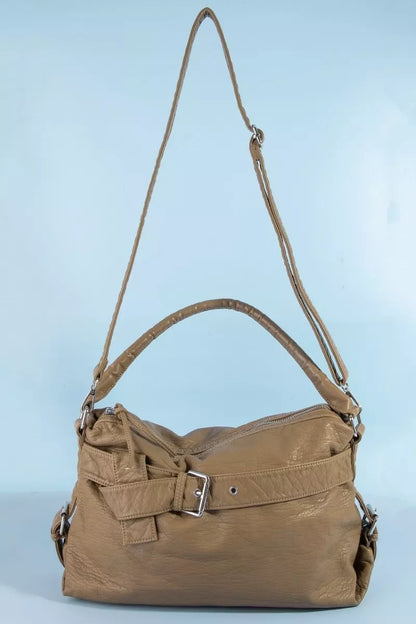 Fame Buckle Strap Detail Leather Handbag