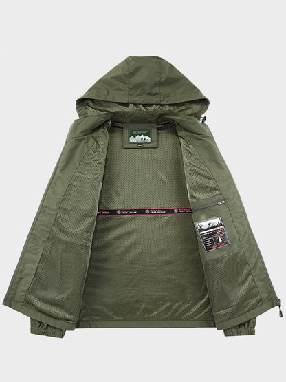 Men's Plus Size Multi-Pocket Hooded Outdoor Jacket
