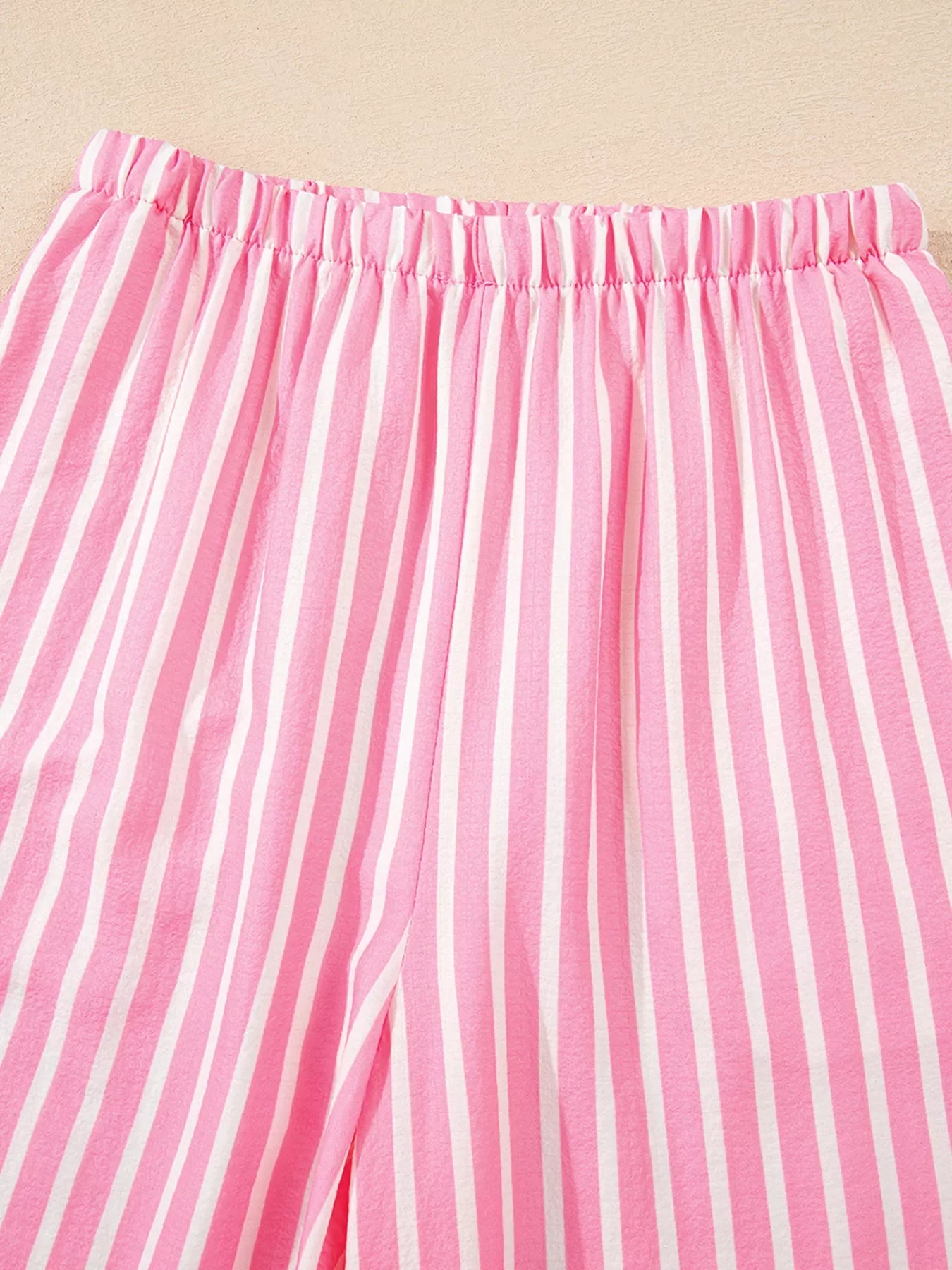 Stripe Buttoned Front Long Sleeve Top and Pants 2 Piece Sleepwear