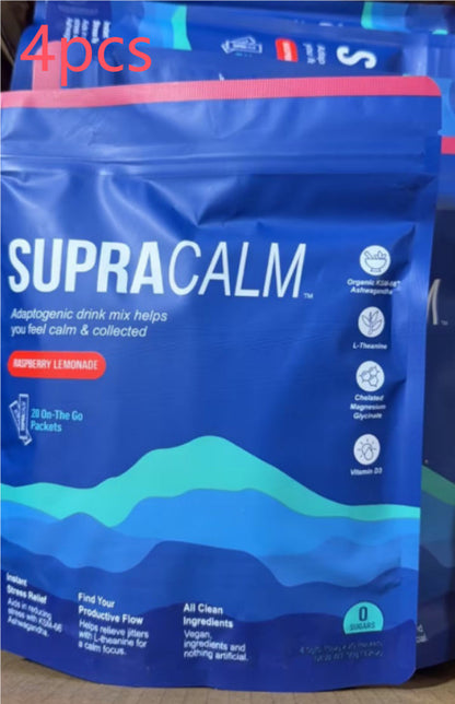 Magnesium Glycinate Calm Stable Drink Mix, Raspberry Lemon Flavor, Stress Sleep Support Powder Packets, 20 On-The-Go Packets