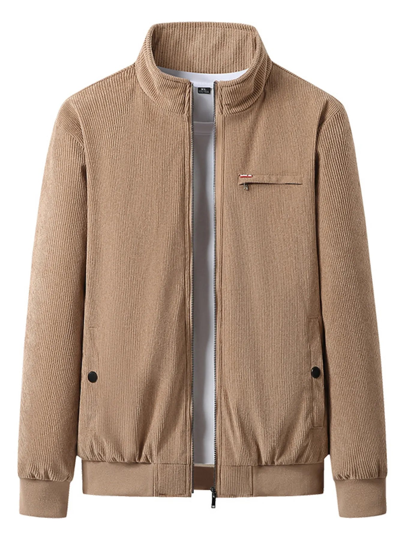 Men's Plus Size Full-Zip Bomber Corduroy Jacket with Sherpa Lining