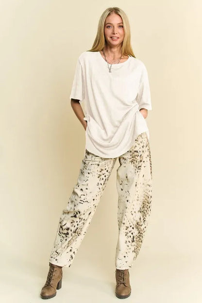 Davi & Dani Short Sleeve Side Slit T-Shirt with Pockets