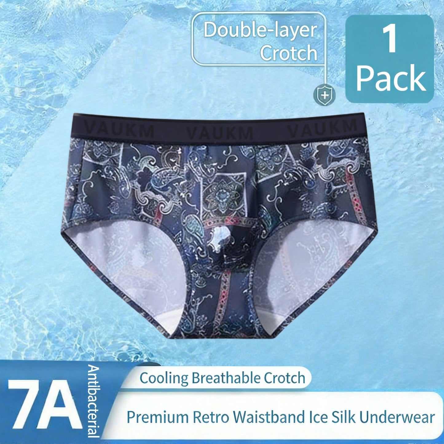 New Chinese Style Men's Ice Silk Underwear Men's Boxer Briefs Breathable Large Size Antibacterial Printed Boxer Shorts Manufacturer Wholesale