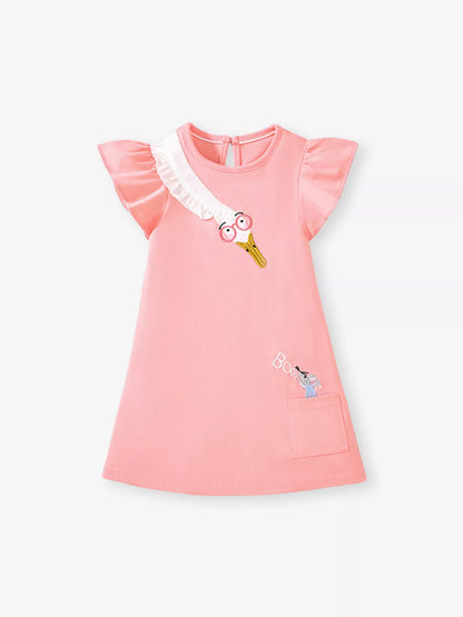 Children's Goose Ruffle Sleeve Dress