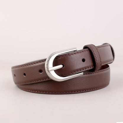 Leather Belt with Rhinestone Buckle