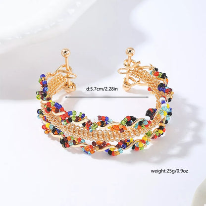 18K Gold-Plated Three Layered Open Bracelet