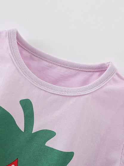 Children's Strawberry Round Neck Tee and Shorts Set