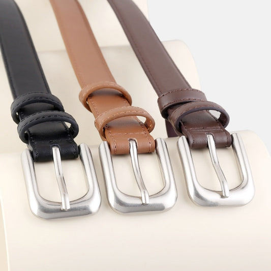 Classic Buckle Skinny Leather Belt