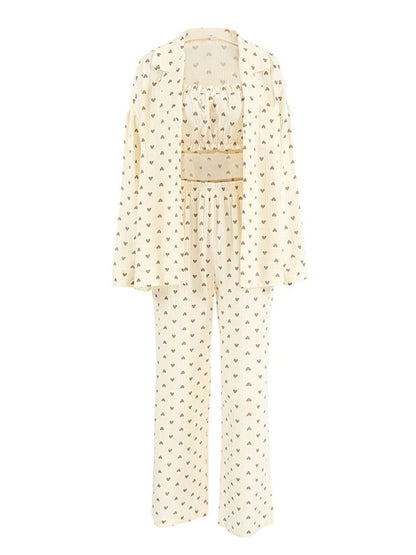 Heart Print Three-Piece Lounge Set