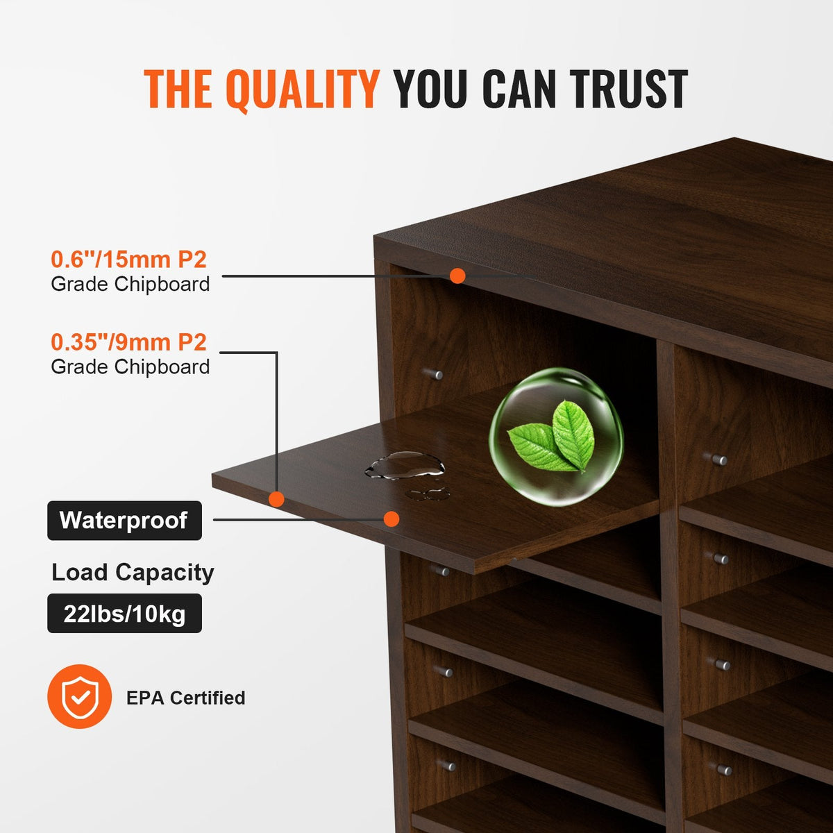 VEVOR Literature Organizers, 24 Compartments Office Mailbox With Adjustable Shelves, Wood Literature Sorter 29x12x24.4 Inches For Office, Home, Classroom, Mailrooms Organization, EPA Certified, Brown