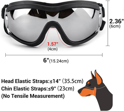PETLESO Dog Goggles Large Breed, Large Dog Sunglasses Eye Protection for Dogs Windproof Goggles for Medium Large Dog Riding Biking Driving, Black