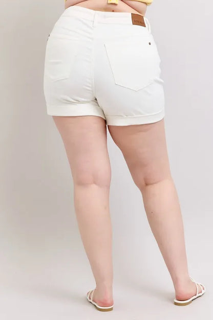 Judy Blue Full Size High Waist Double Roll Cuff Denim Shorts Plus Size