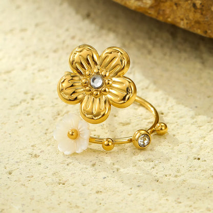 18K Gold-Plated Flower Open Ring