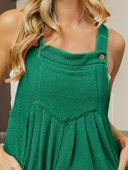 BiBi Crinkle Rib Textured Wide Leg Shortalls