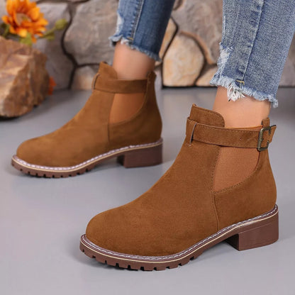 Round Toe Block Heels Boots