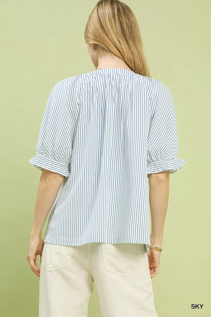 Umgee Stripe V-Neck Blouse