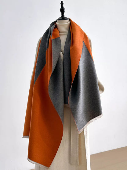 Two-Tone Raw Hem Scarf