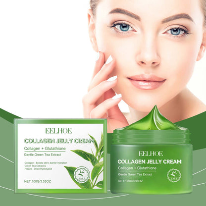 EELHOE Green Tea Collagen Jelly Cream, Gentle Moisturizing Moisturizing Face Soothing Moisturizing Cream For Dry Skin