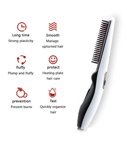 Fast Heated Electric Straight Hair Comb Beard Straightner Brush Styler Men Women