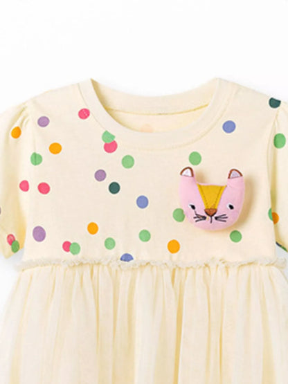 Children's Polka Dot Short Sleeve Tulle Dress