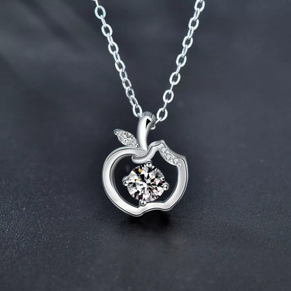 Moissanite 925 Sterling Silver Apple Pendant Necklace