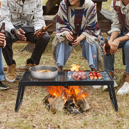 VEVOR Folding Campfire Grill, Heavy Duty Steel Mesh Grate, 22.4 Portable Camping Grates Over Fire Pit, Camp Fire Cooking Equipment With Legs Carrying Bag, Grilling Rack For Outdoor Open Flame Cooking