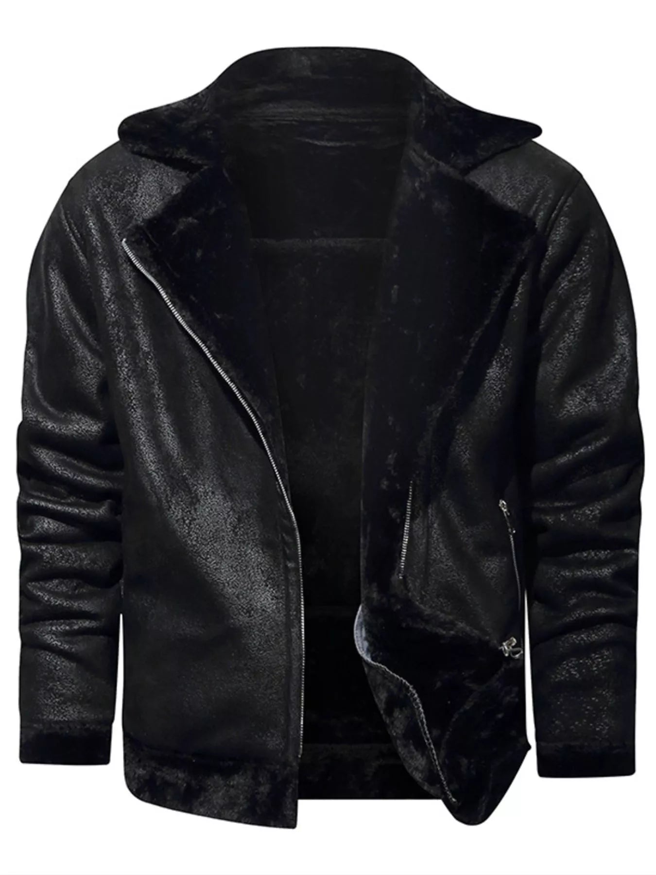 Men's Plus Size Zip Up Fuzzy Outerwear