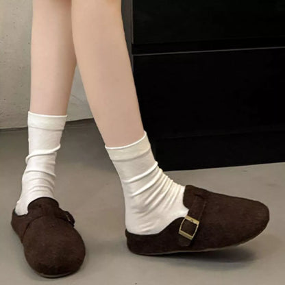 Buckle Decor Round Toe Slippers