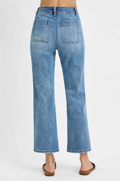 RISEN Full Size High Waisted Bootcut Cropped Jeans Plus Size