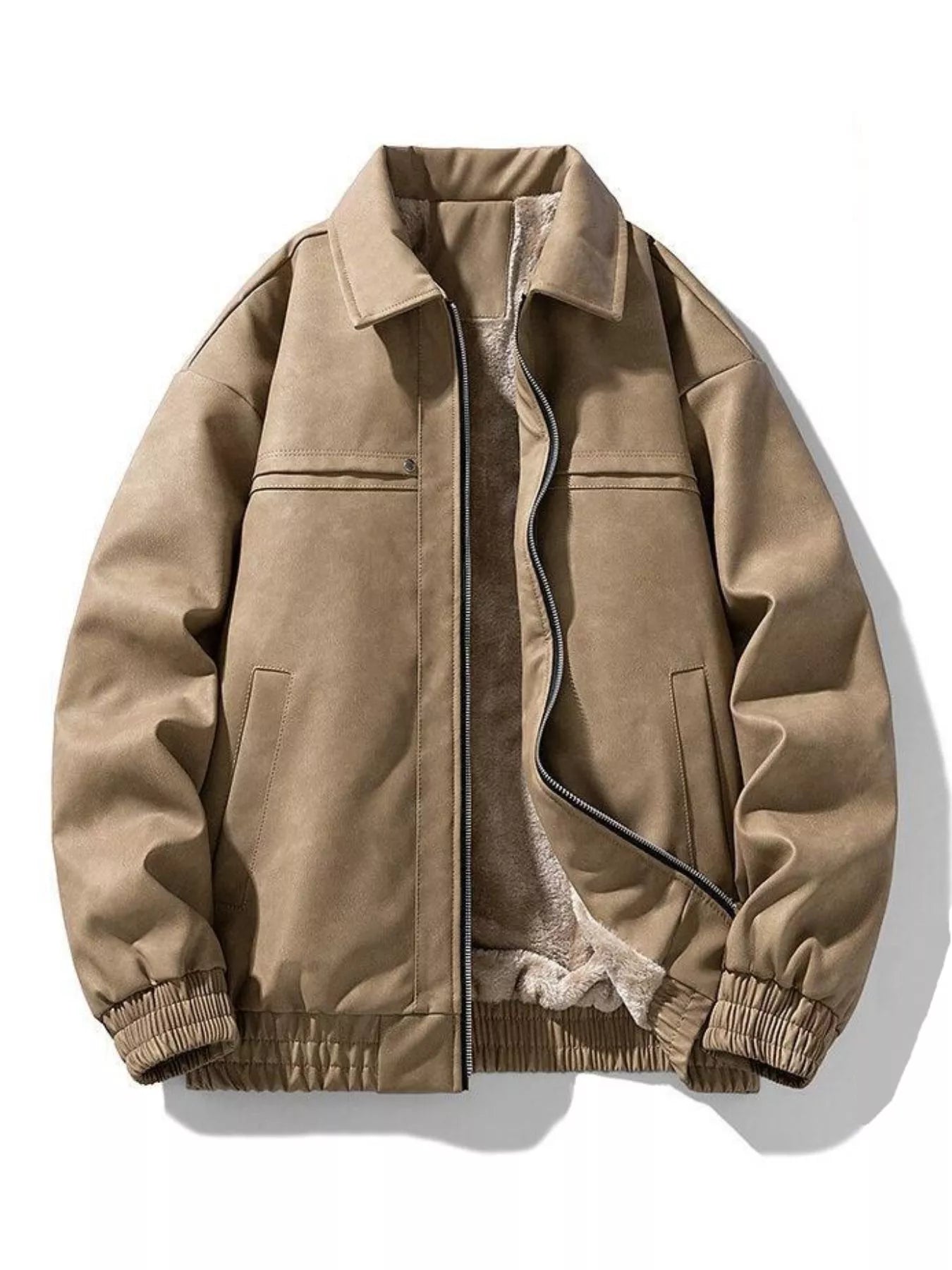 Men's Plus Size Fleece Lined Zip Up Jacket