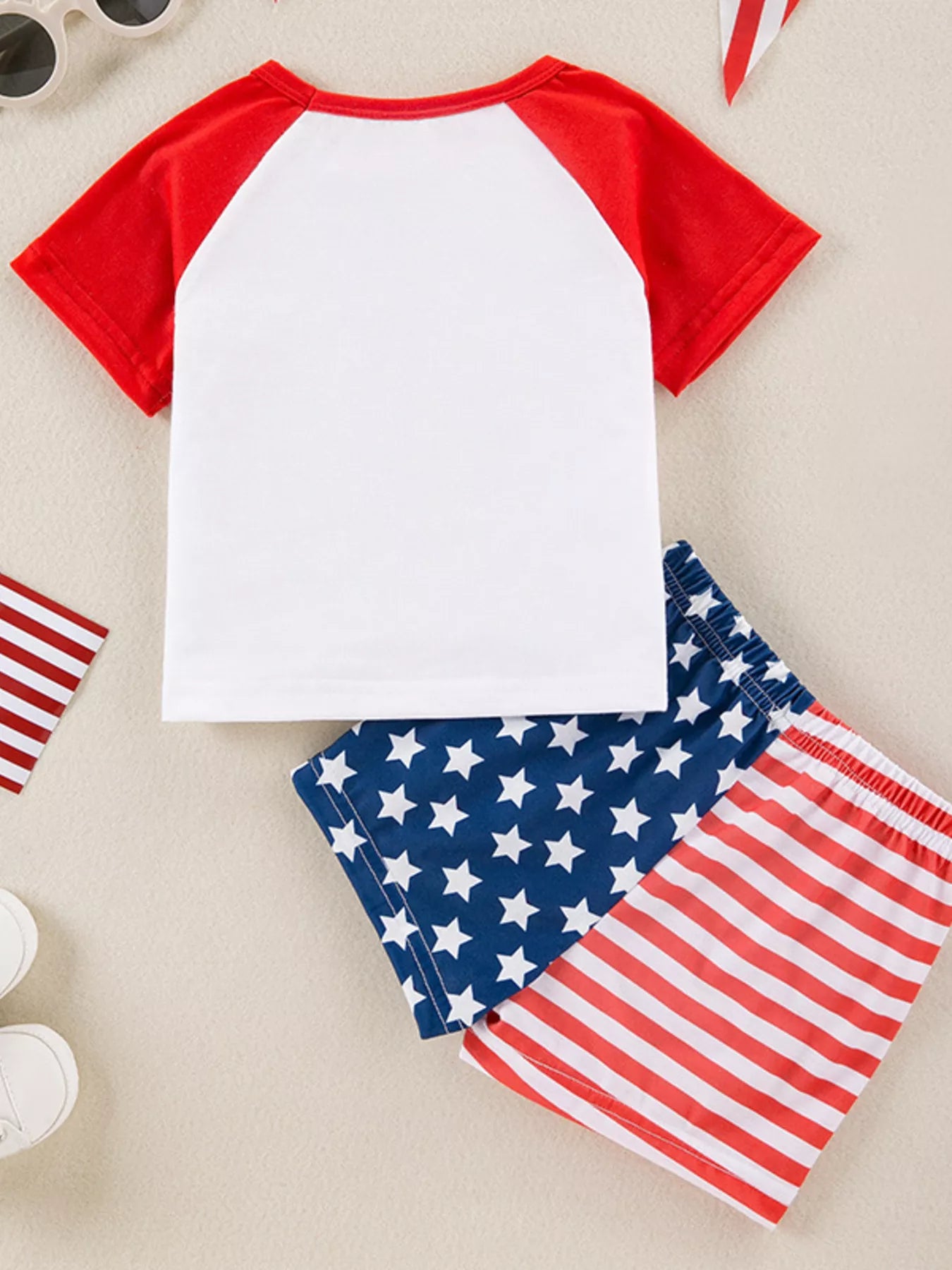 Children's Patriotic Peace Love America Tee and Shorts Set