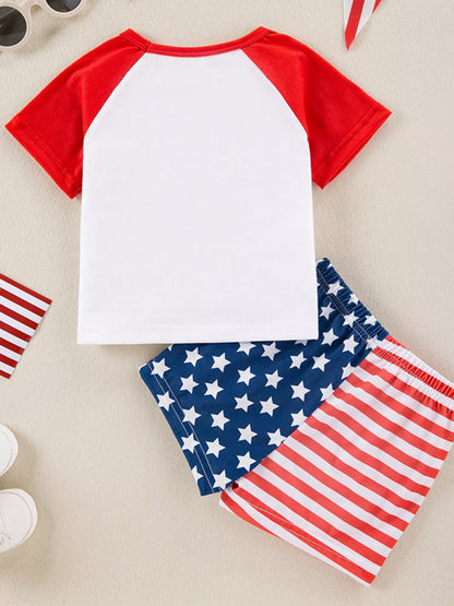 Children's Patriotic Peace Love America Tee and Shorts Set