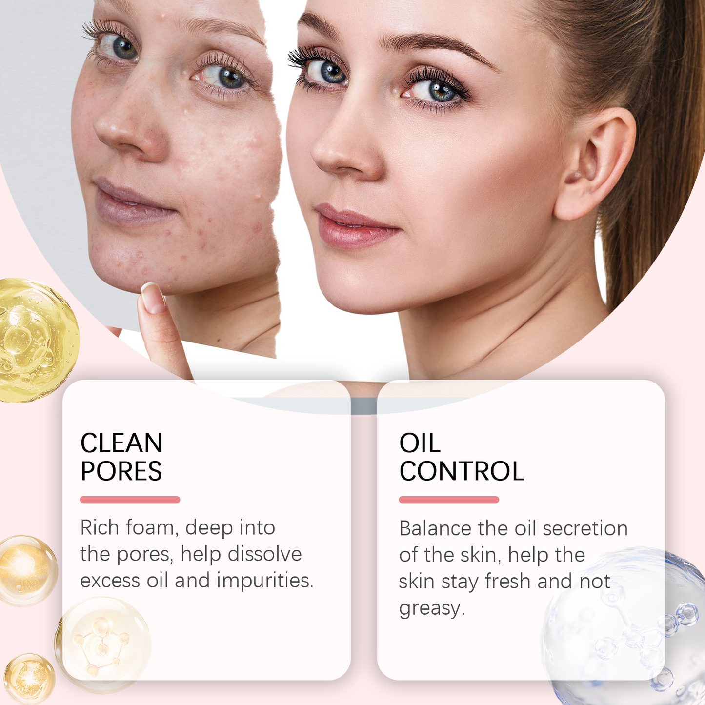 OUHOE Salicylic Acid Foam Cleanser Gentle Moisturizing Oil Control Facial Skin Cleansing Delicate Pore Cleanser