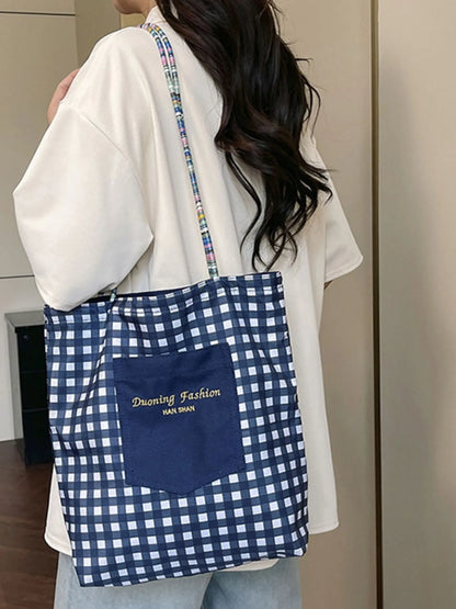 Gingham Pattern Tote Bag